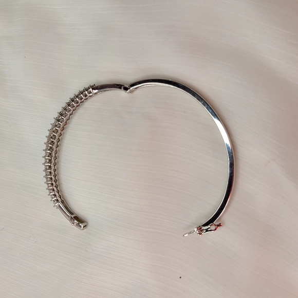 Diamond (Genuine) Sterling Silver Bangle Bracelet - Picture 12 of 17